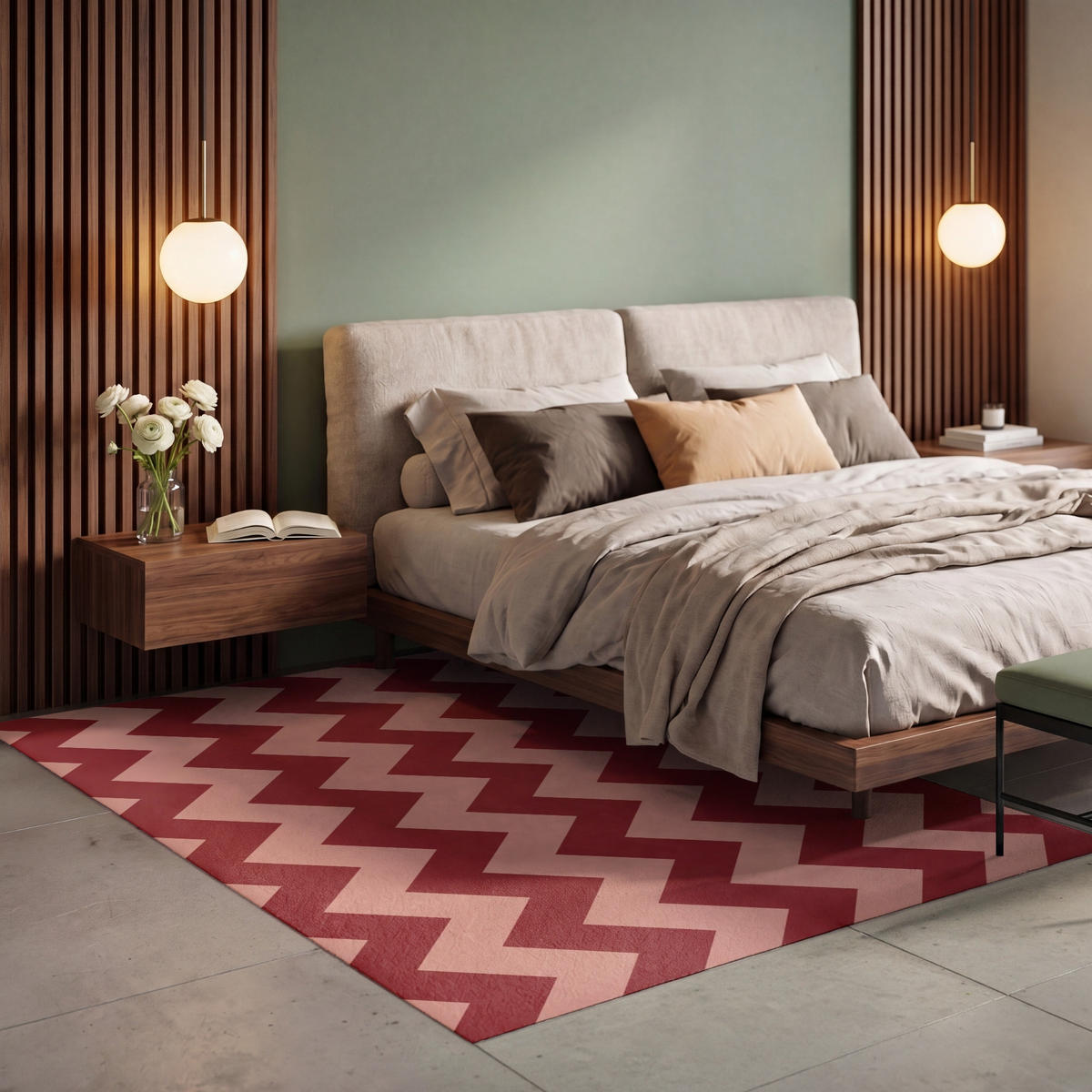 KOBERCE - Cikcak - Pruhy - Vzor - Červená - 150x230 cm - červená, textil/plast (150/0.4cm) - OnlyWow