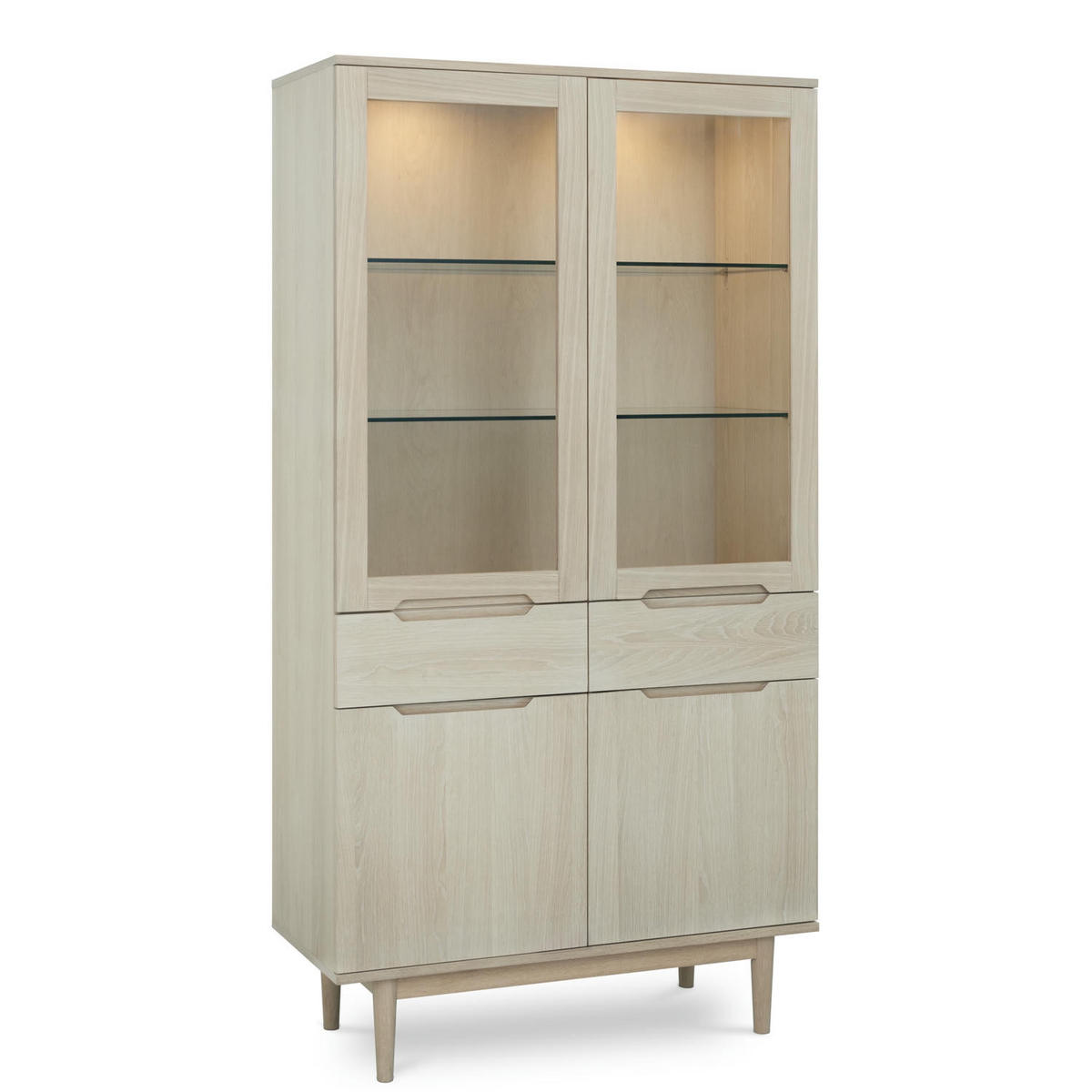 VITRINE mit LED Beleuchtung Eiche bianco - Eiche Bianco/Eichefarben, Holz/Holzwerkstoff (45/190/100cm) - Furnhouse