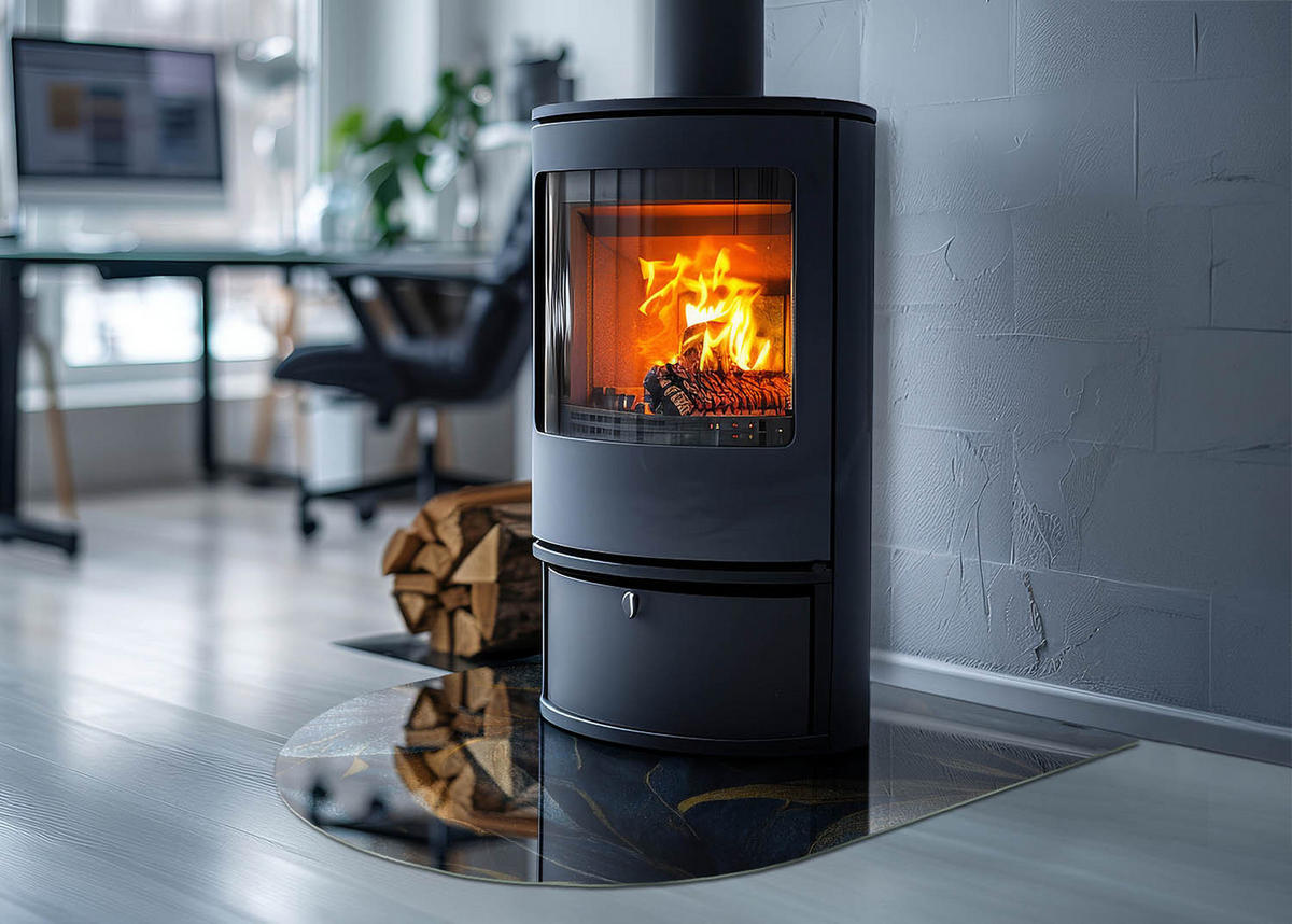 GLASPLATTE für Kamin 80x70 cm Marineblau - Dunkelblau, Glas (80/70/0.4cm) - ArtPrintCave