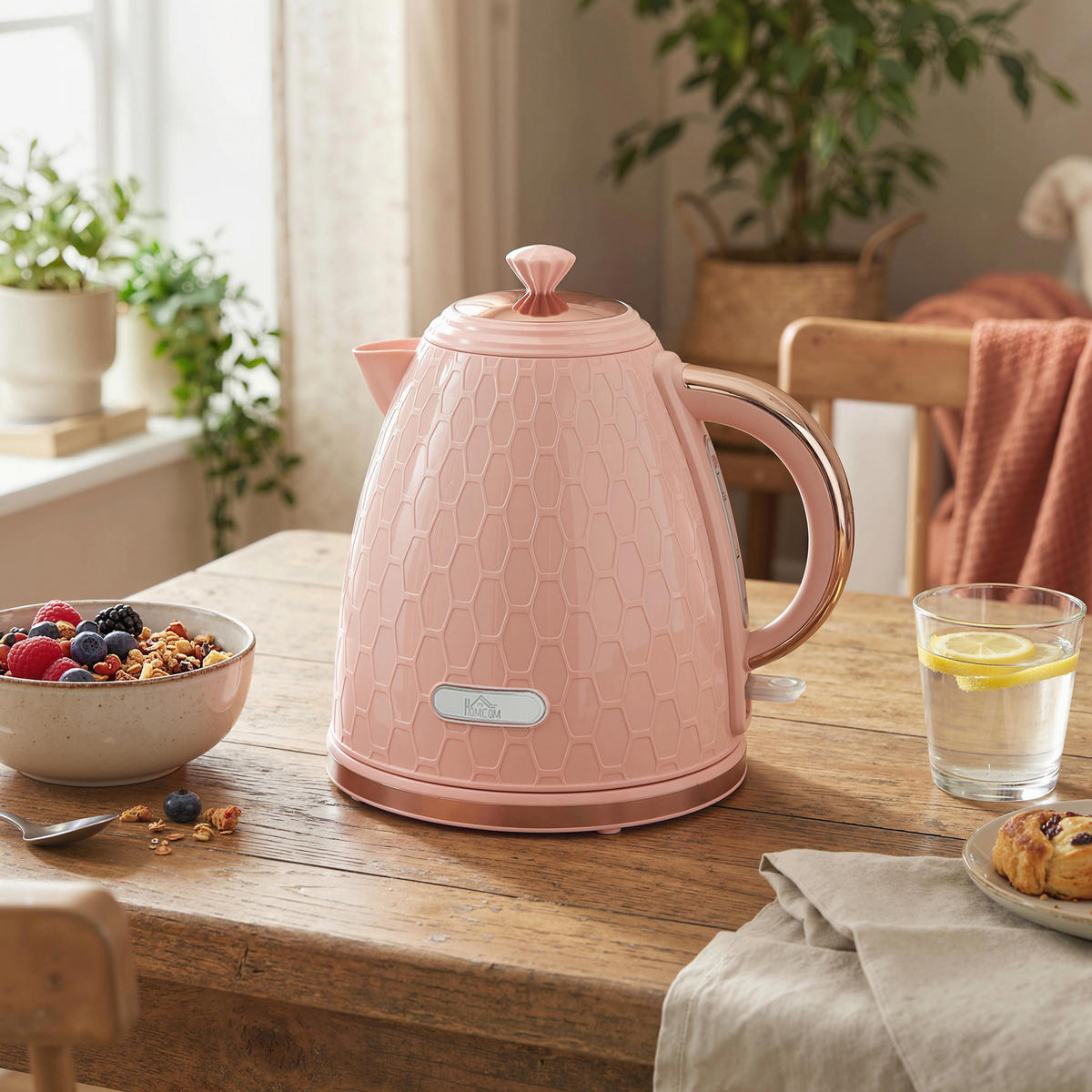 WASSERKOCHER DE-07948 1,7 L, 2,2 kW, kabellos Hellrosa - Pink, Kunststoff (19.5/23.4/24.2cm) - ComfortXL