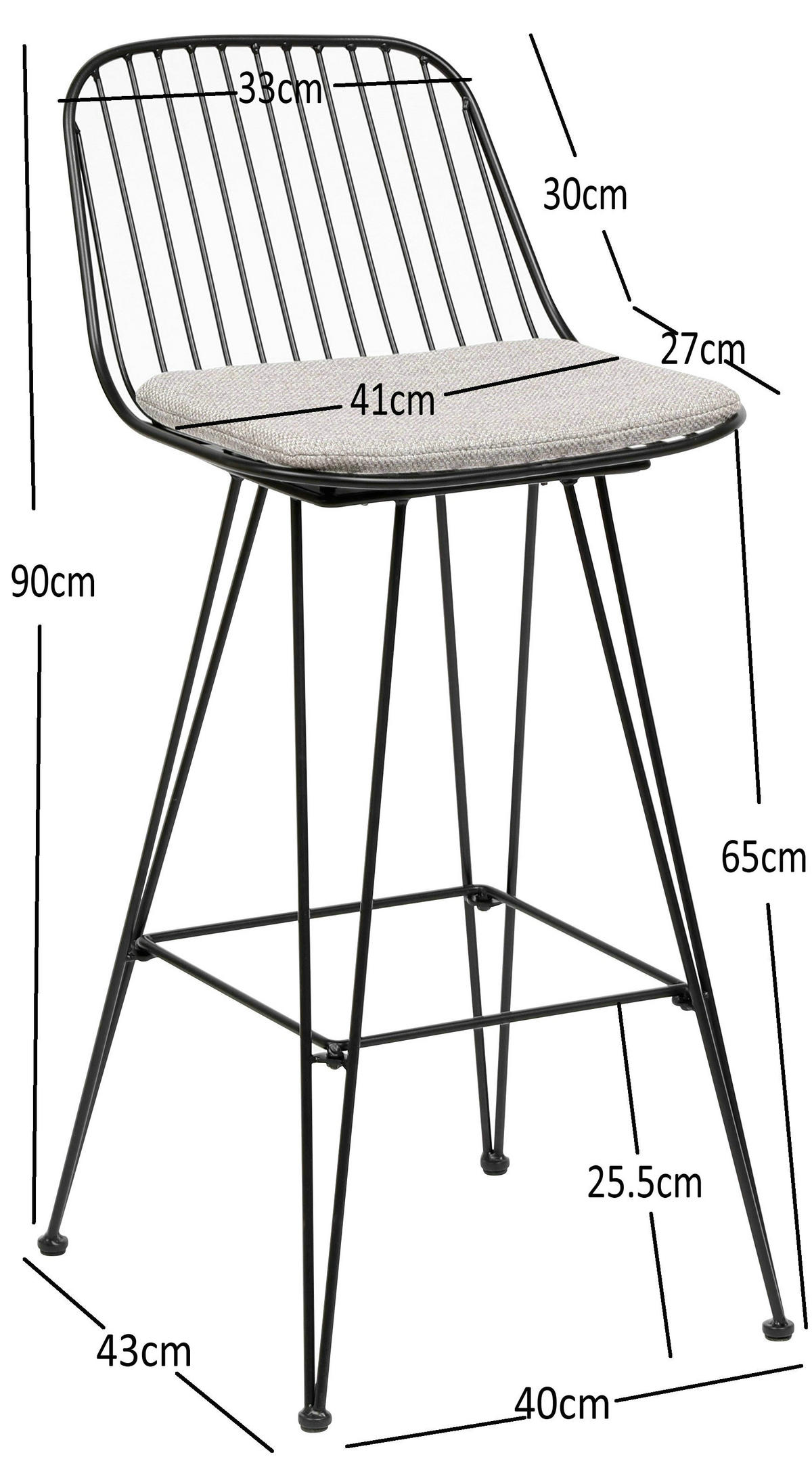 BARHOCKER 2er-Set Metall Grau - Grau, Metall (41/90/43cm) - Nordlys