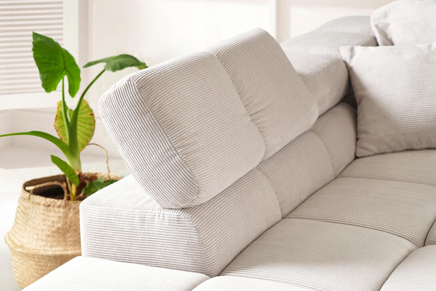 ECKSOFA NEVADA Silber Cord - Silberfarben/Schwarz, Kunststoff/Textil (319/215cm) - KAWOLA