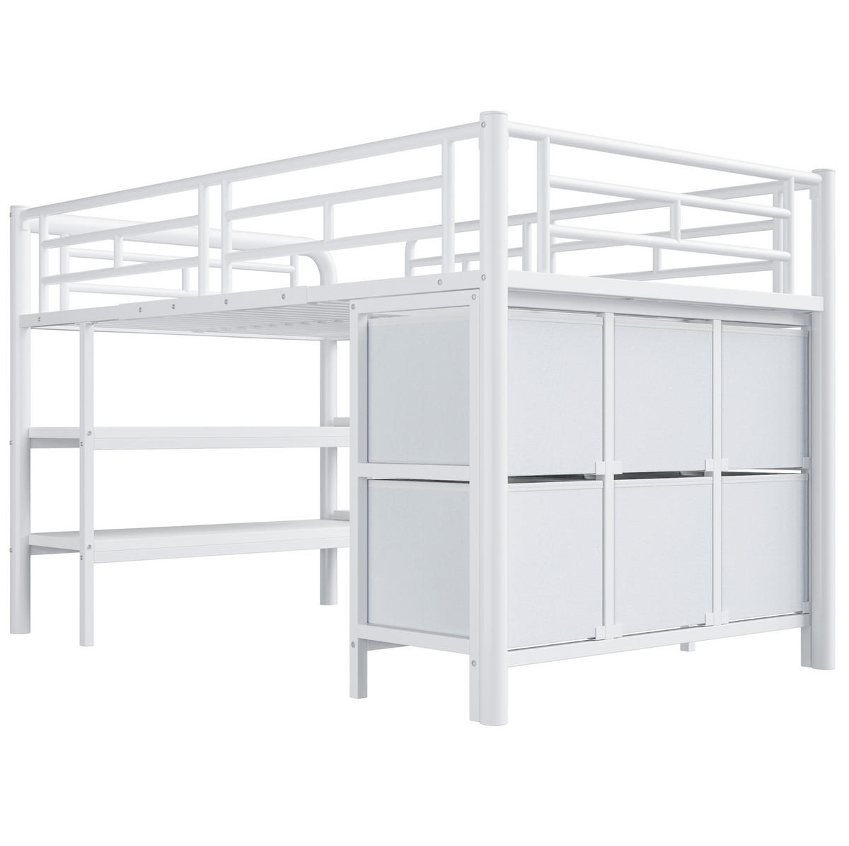 HOCHBETT 90/200 cm Weiß aus Metall mit Stauraum und breiten Stufen - Weiß, Metall (90/200cm) - MIVRAY
