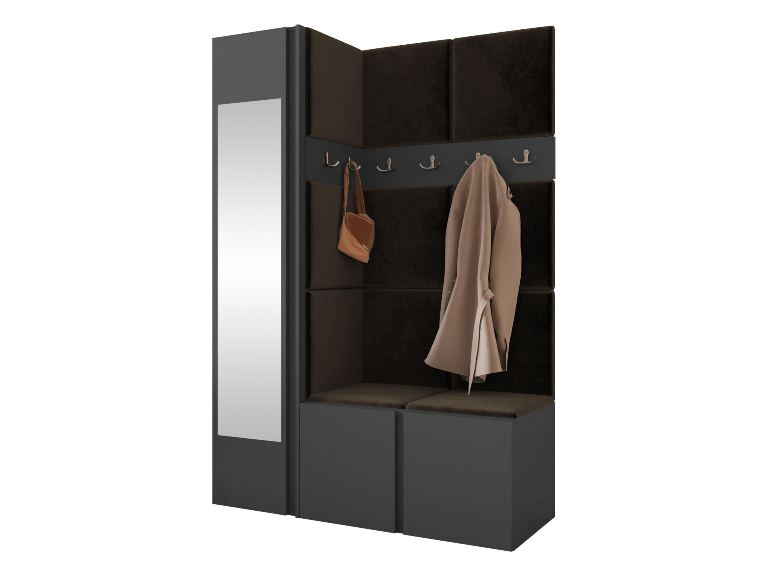 MOBILIER PENTRU HOL Orion X - maro/grafit, material plastic/compozit lemnos (124/186/46cm) - MIRJAN24
