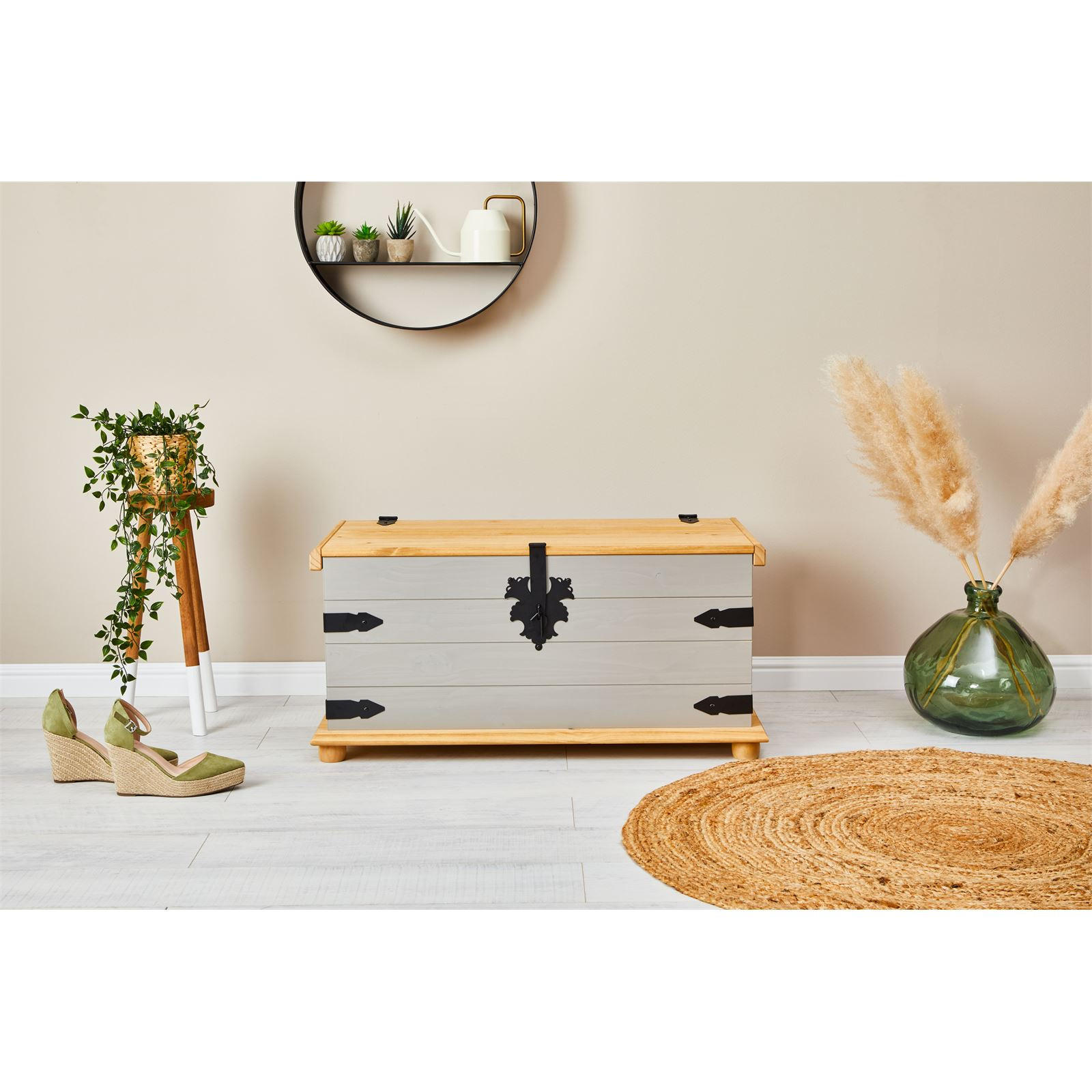 TRUHENBANK TEQUILA - Braun/Grau, Holz (92/50/45cm) - IDIMEX