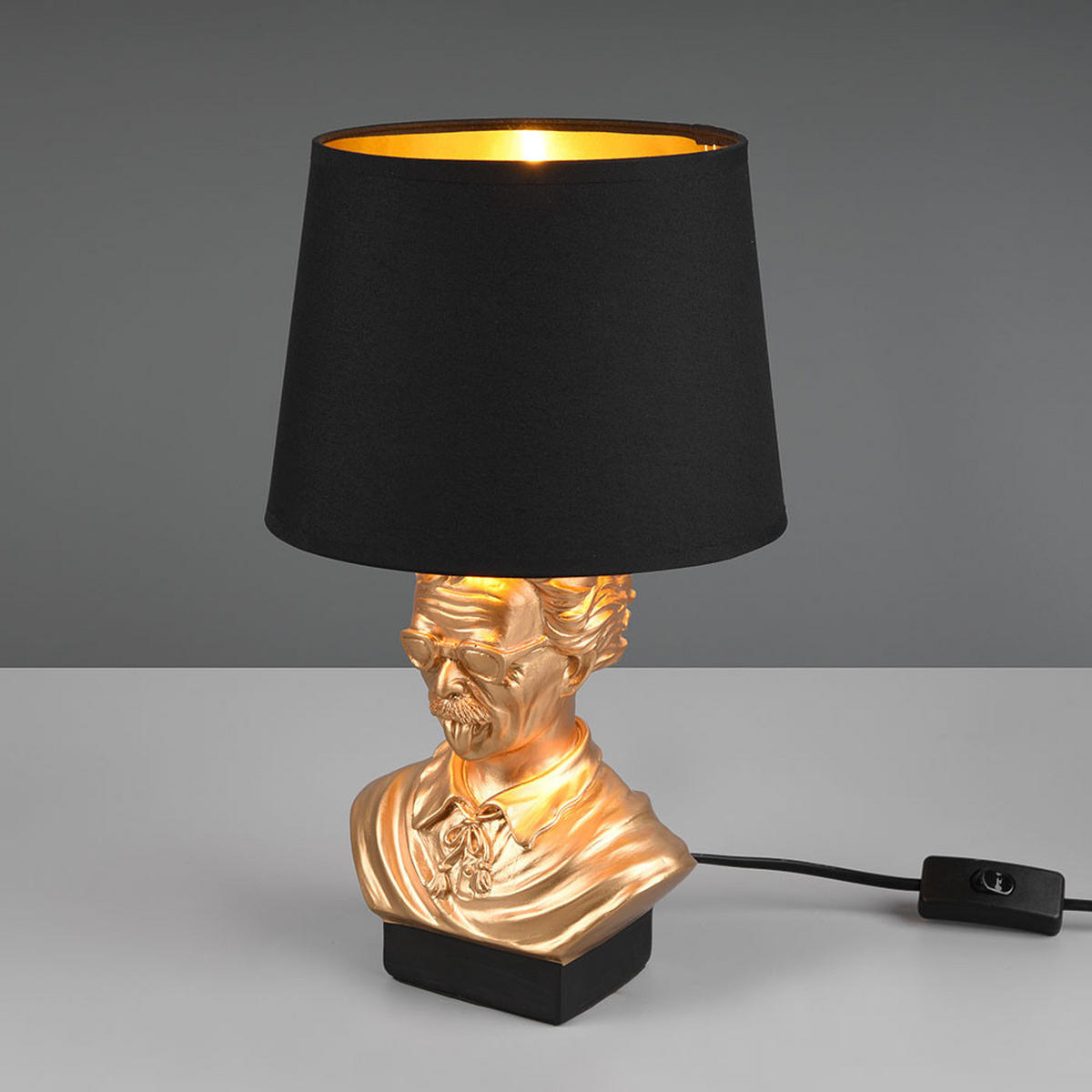 TISCHLEUCHTE ALBERT Gold Schwarz Keramik Stoff - Goldfarben, Textil (21/21/36cm)