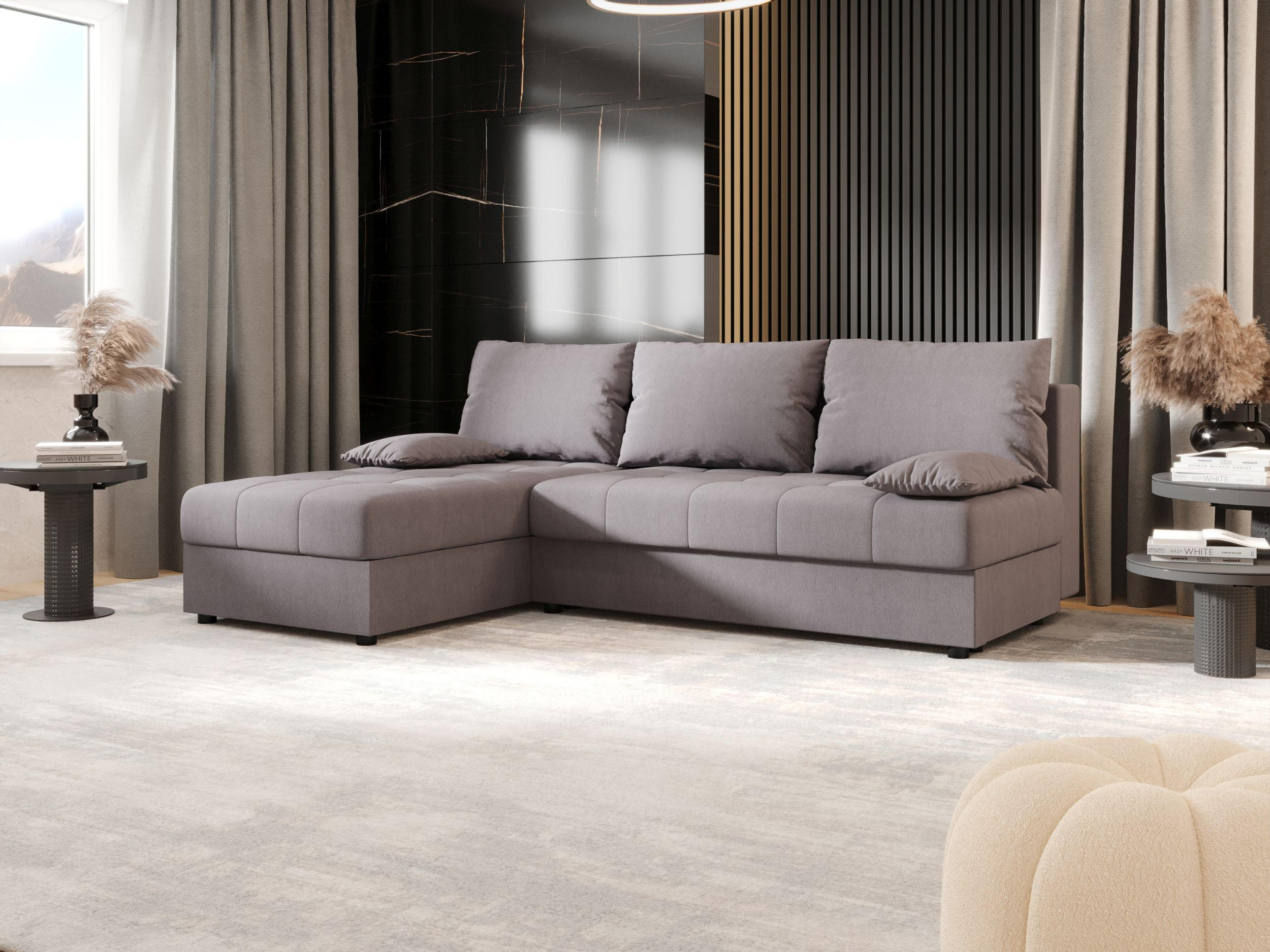 ECKSOFA MOS L Cosmic 160 Links mit Schlaffunktion - Grau, Textil (200/143cm) - Bedante