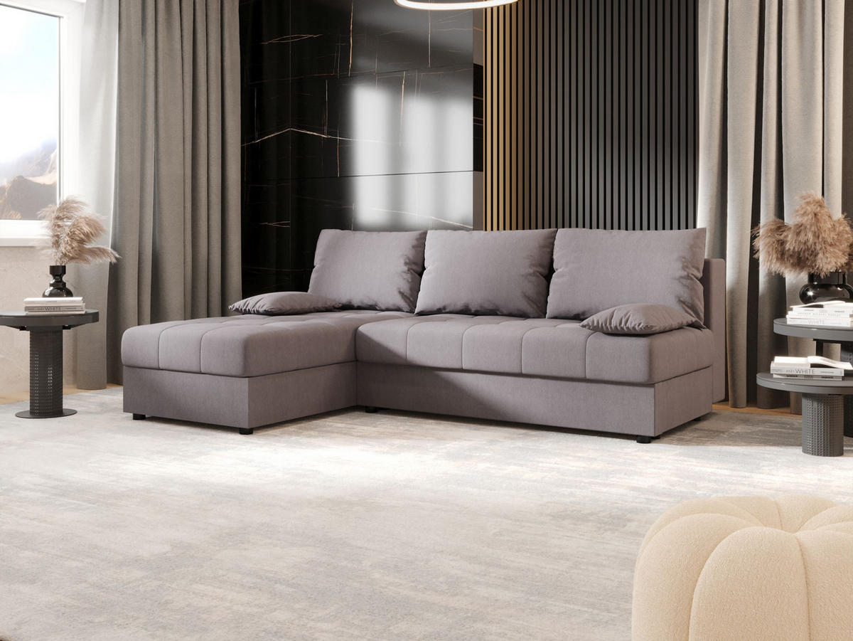 ECKSOFA MOS L Cosmic 160 Links mit Schlaffunktion - Grau, Textil (200/143cm) - Bedante