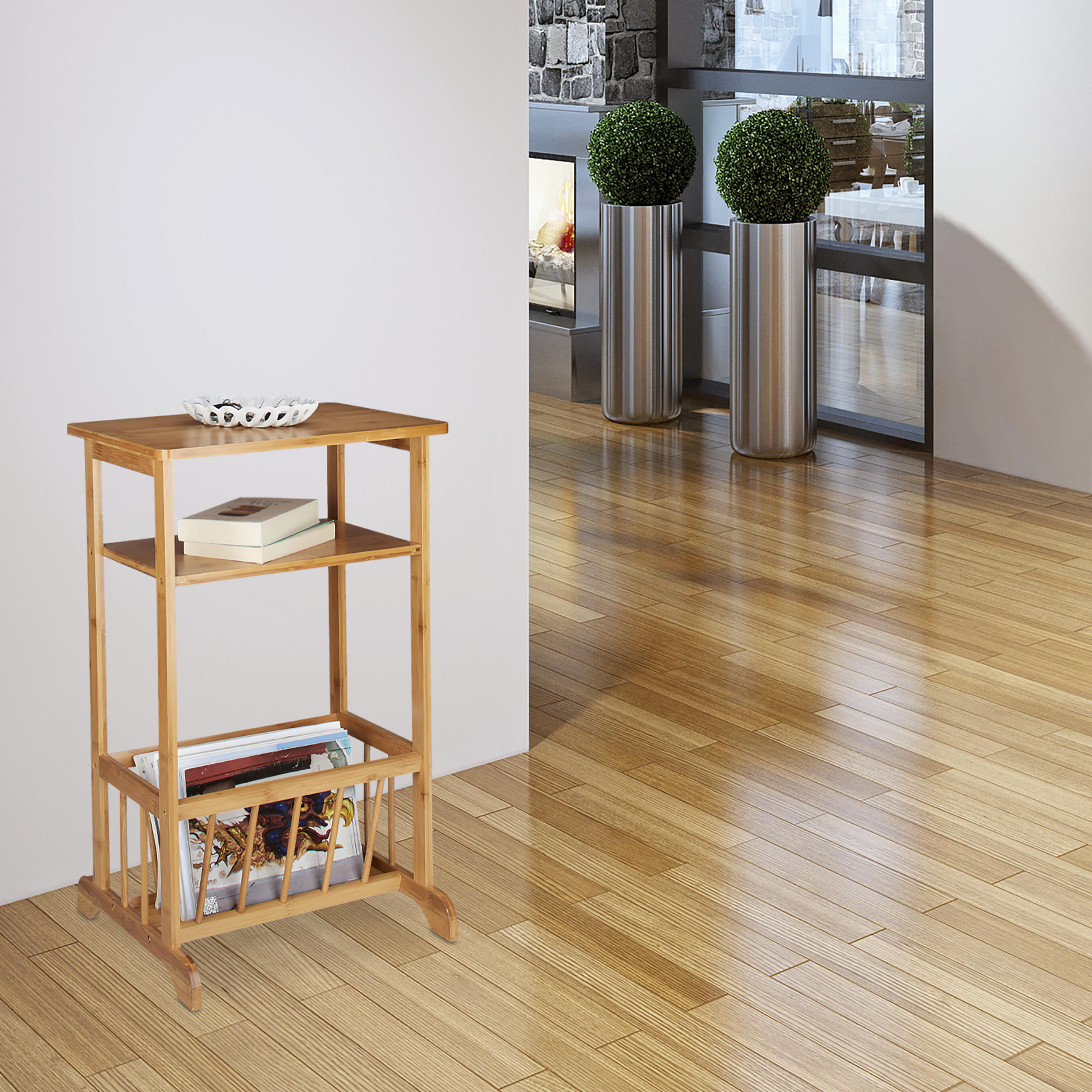 BEISTELLTISCH - Hellbraun, Holz (37/44.5/71.5cm) - Relaxdays