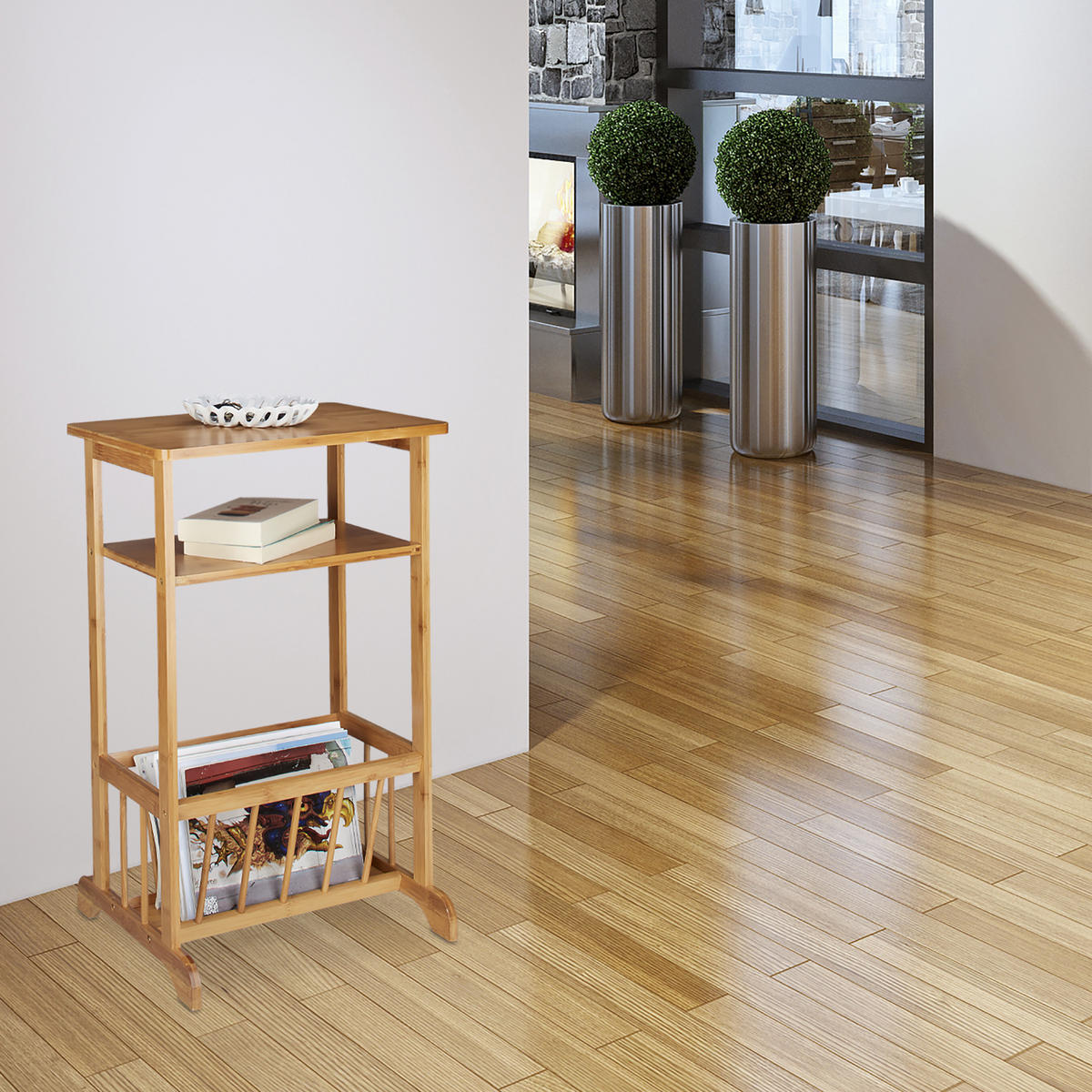 BEISTELLTISCH - Hellbraun, Holz (37/44.5/71.5cm) - Relaxdays