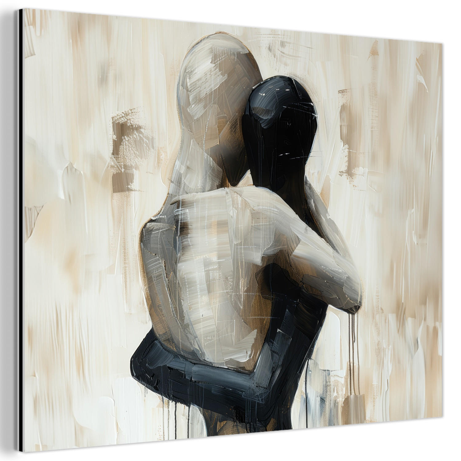 METALLBILD Abstrakt - Liebe - Schwarz und weiß - Modern 80x60 cm - Schwarz, Metall (80/60cm) - MuchoWow