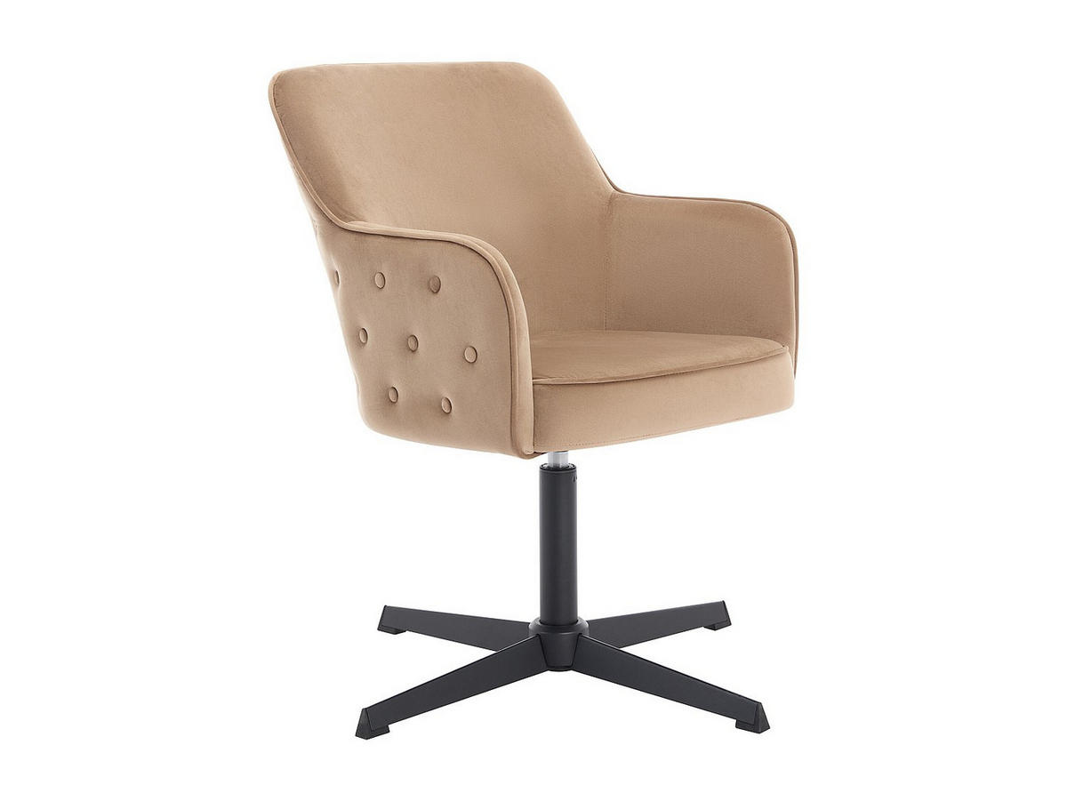 BÜROSTUHL ohne Armlehnen - 70 cm x 70 cm - samt - beige Capuli - Beige, Textil/Metall (70/80/70cm) - Vente-Unique