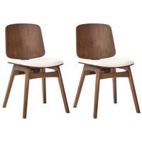 ESSZIMMERSTUHL 2er-Set Holz Braun/Hellbeige Charleston - Beige, Textil (45/78/51cm) - Beliani