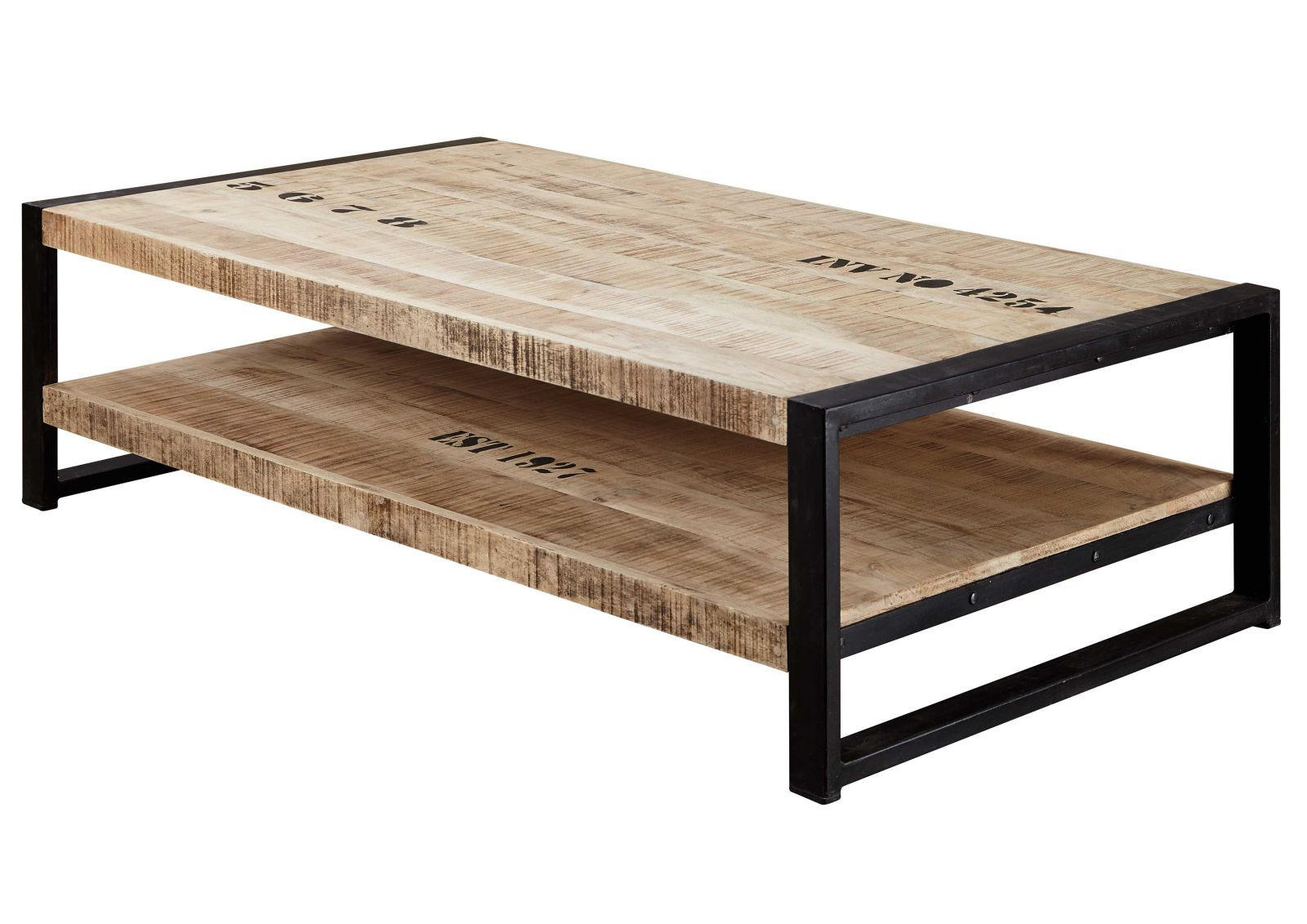 COUCHTISCH Mango 140x80x40 natur bedruckt FACTORY #126 - Naturfarben, Holz (140/80/40cm) - Massivmoebel24