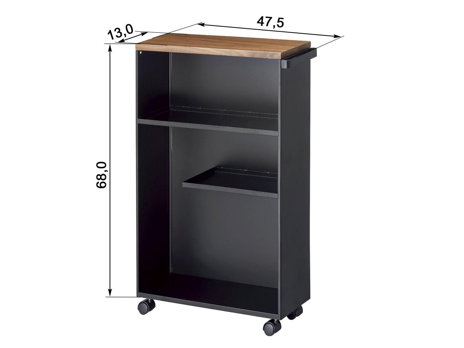 BADREGAL Tower schwarz 45/38/13 cm auf Rollen - Schwarz, Metall (13/68/47cm) - Yamazaki