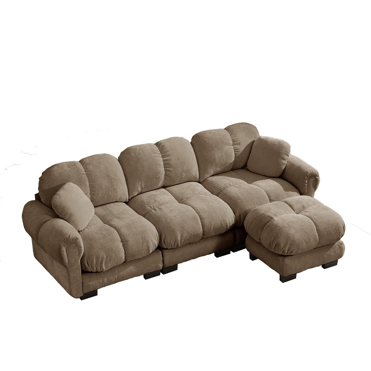ECKSOFA 260/149/90 cm Braun Cord mit mobiler Ottomane und 2 kleinen Dekokissen - Braun, Textil (260/149cm) - Oxeza