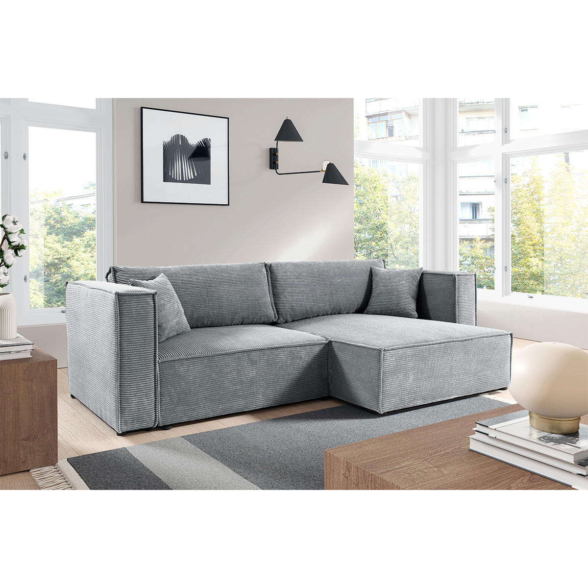 SOFA Jimmy 3 Sitzplätze Hellgrau - Grau, Holz (245/77/148cm) - Petits-meubles