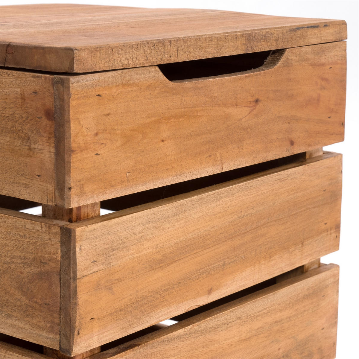 WÄSCHEKORB STORAGE 50 Massivholz, klappbarer Deckel 01 natur-vintage - Naturfarben, Holz (35/50/35cm) - DESIGN DELIGHTS