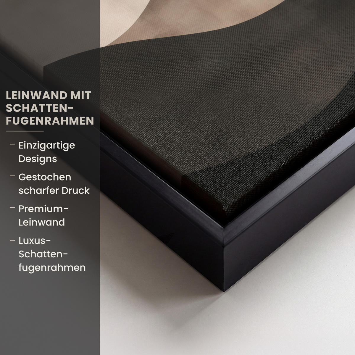 LEINWAND Bilder mit Rahmen - Abstrakt - Landschaft - Wellen - Cremefarben - 20x30 - Cappuccino, Textil (20/30cm) - MuchoWow