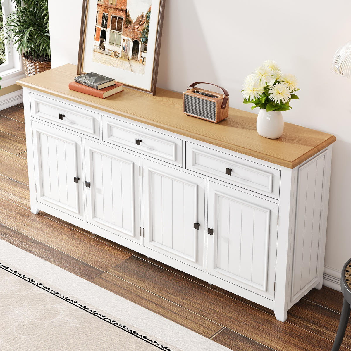 SIDEBOARD 160x35x76 cm Stauraum - Weiß, Holz (160/76/35cm) - Fortuna Lai