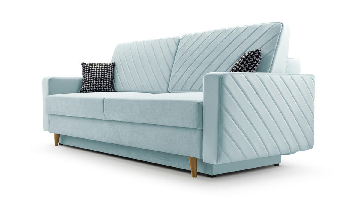 SCHLAFSOFA - California - Kronos 50 Hellblau - Blau, Holz (230/96/97cm) - Möblo