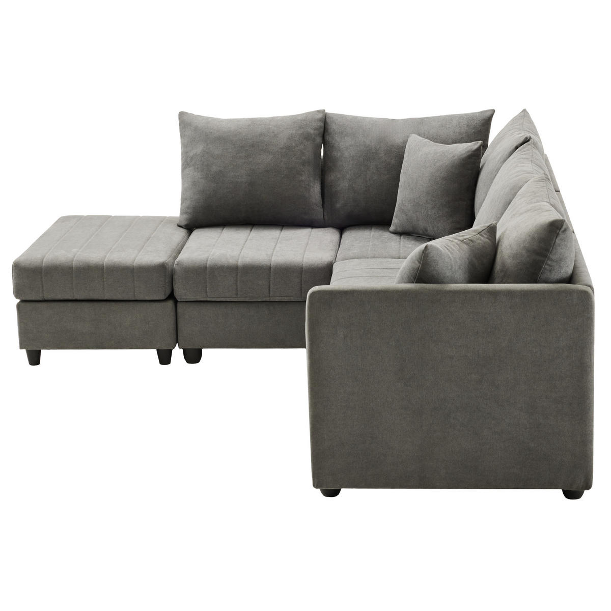 ECKSOFA 220/194/85 cm Grau mit umwandelbarem Fußhocker - Grau, Textil (220/194cm) - Oxeza