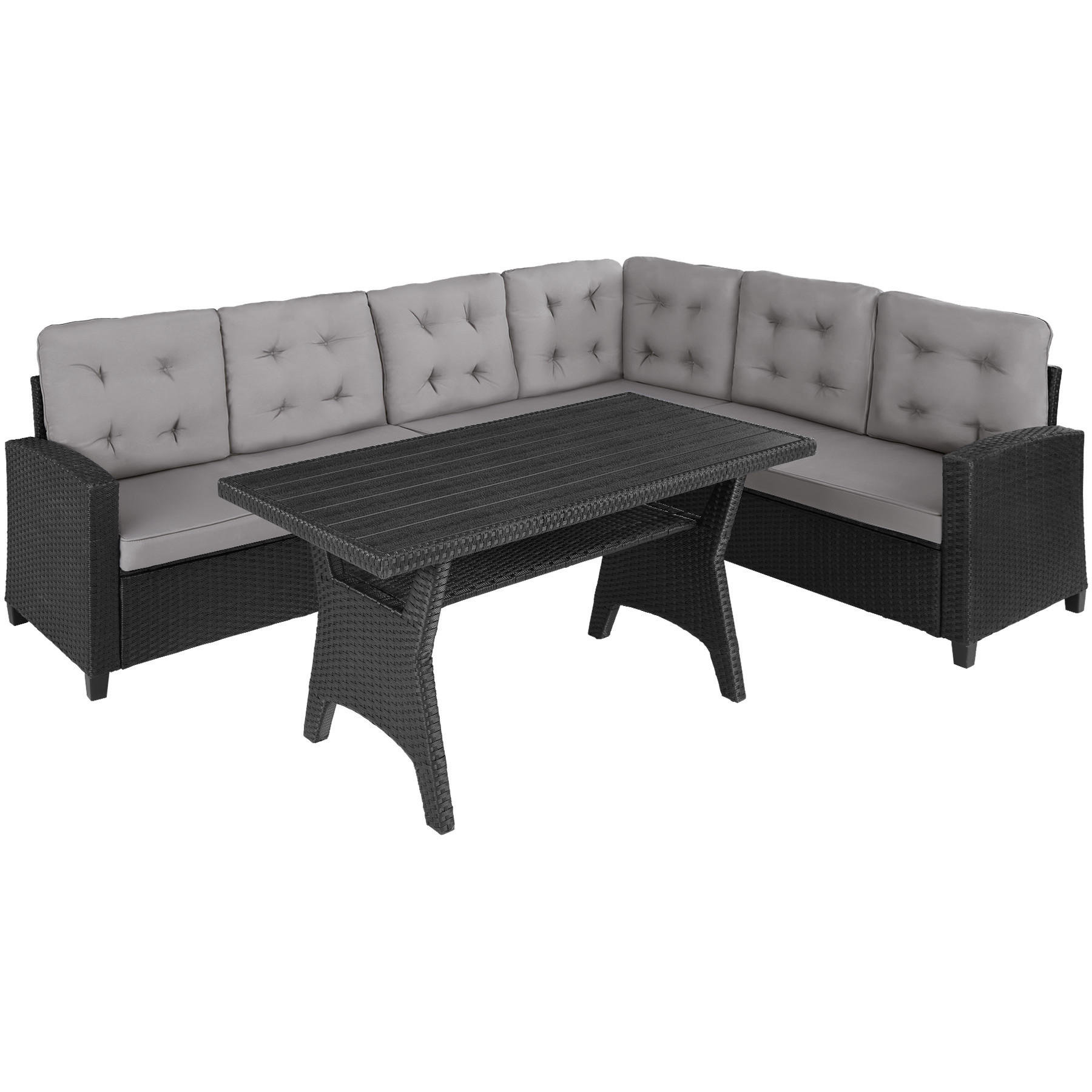RATTANLOUNGE Catania,Tisch mit Schraubfüßen,schwarz - Schwarz, Kunststoff - tectake