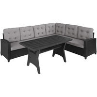 RATTANLOUNGE Catania,Tisch mit Schraubfüßen,schwarz - Schwarz, Kunststoff - tectake