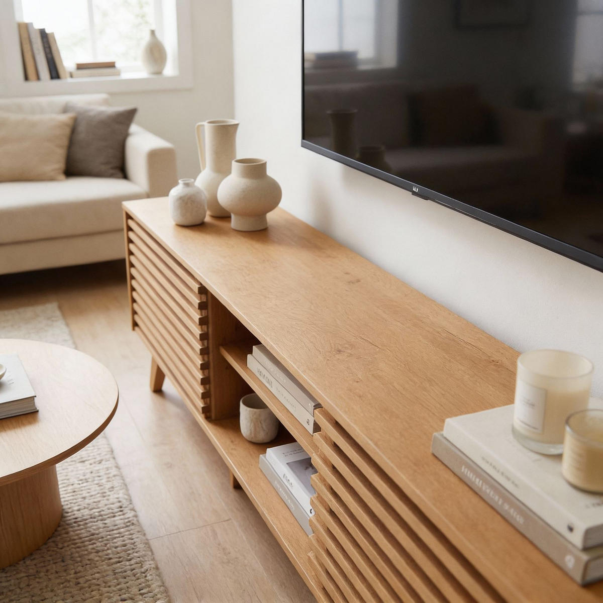 LOWBOARD FÜR 75" TV RIAN Eiche - Eichefarben, Holz (175/50/38cm) - IDIMEX