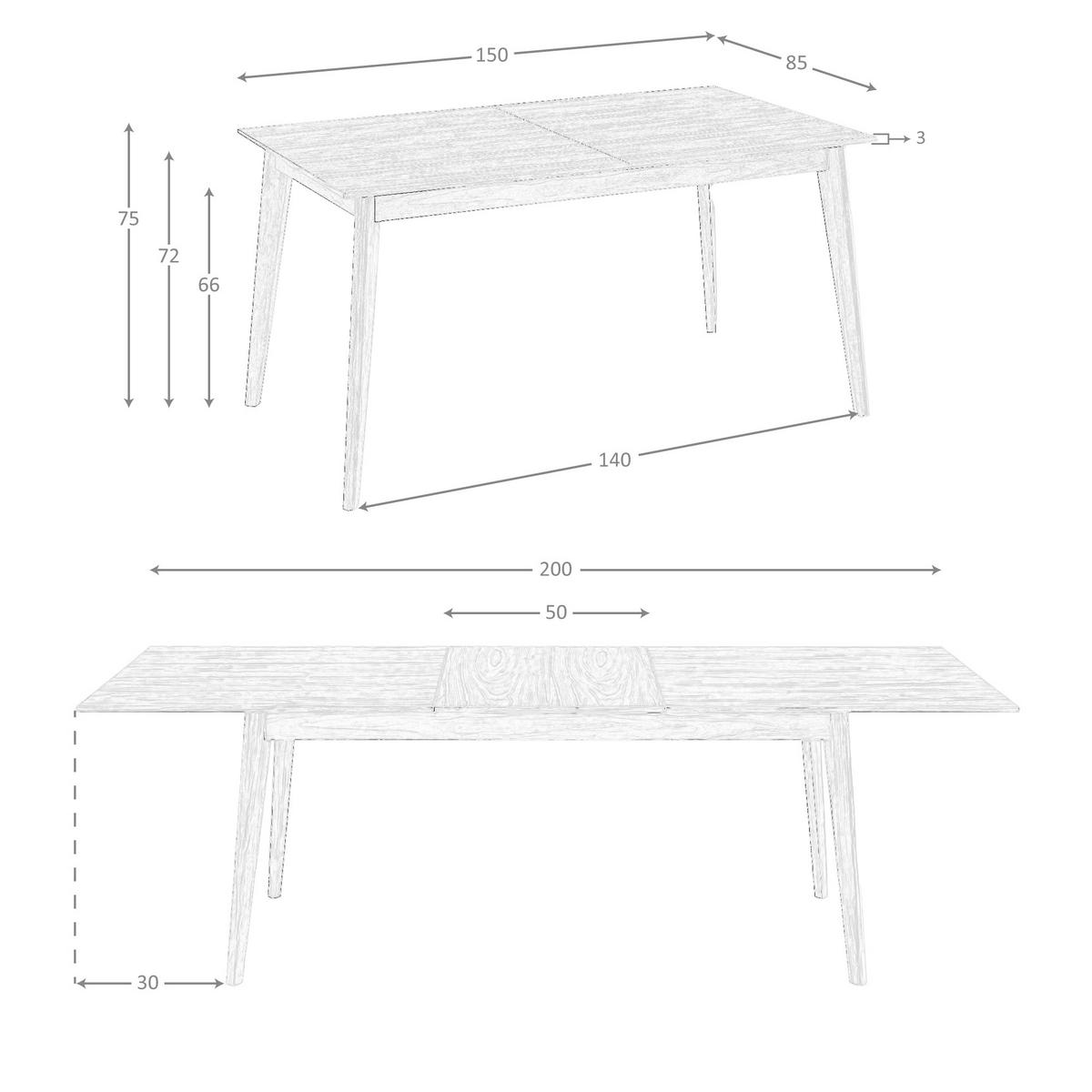 ESSTISCH Ausziehbarer Esstisch Rechteckig Walnuss 150/85/75 cm - Walnussfarben, Holz (85/150/75cm) - ANGEL CERDA