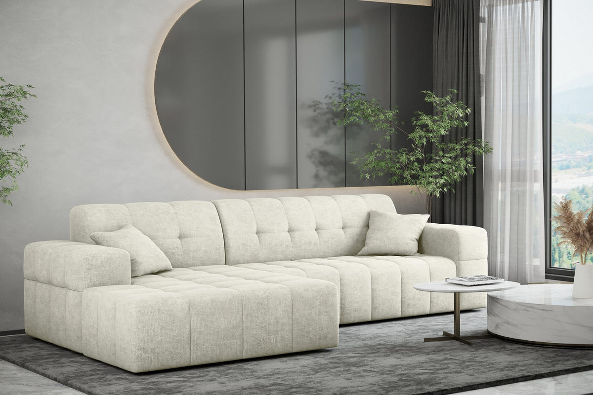 ECKSOFA NIMES Stoff Perfect Harmony Creme Links - Creme, Holz/Kunststoff (168/265cm) - Kaiser Möbel