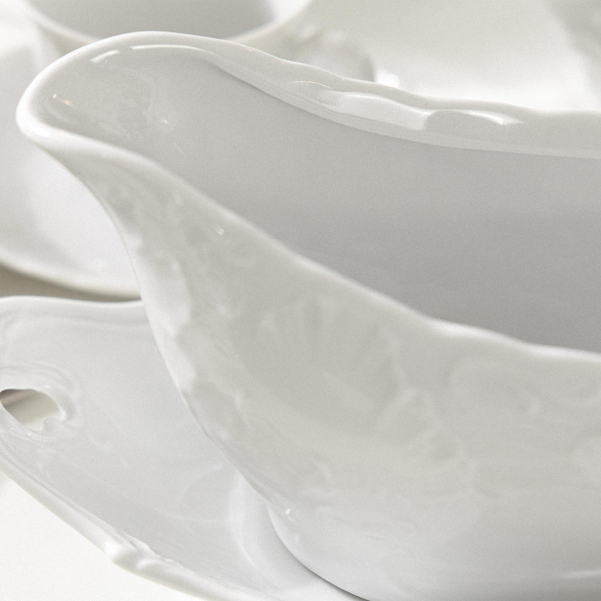 SAUCIERE mit Untertasse Cmielow Rococo - Weiß, Keramik (22.5cm) - KONSIMO®