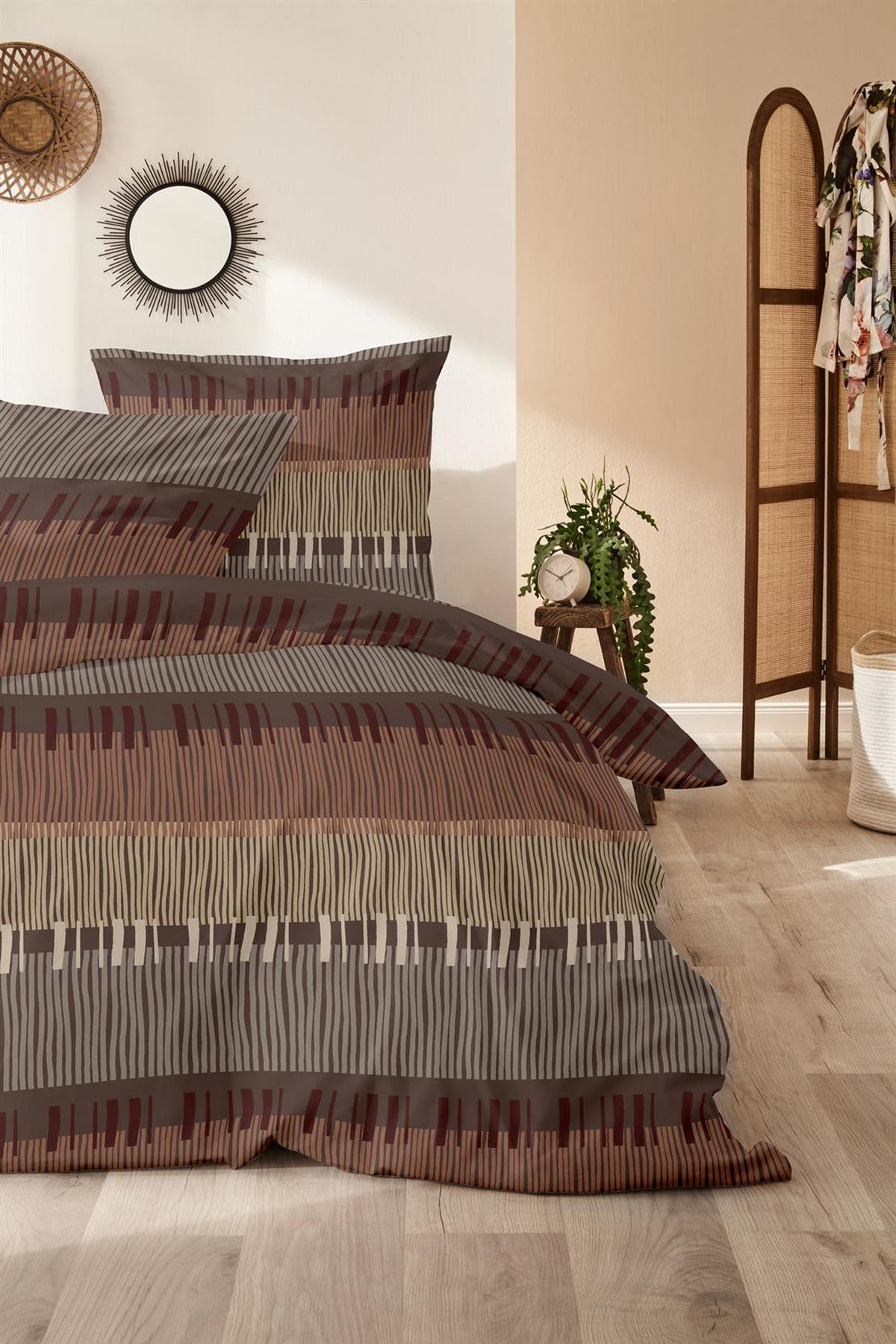 BIBER-BETTWÄSCHE 135x200 - Kuschelig warmer Flanell Bettbezug aus 100% Baumwolle für Herbst & Winter - Boho Muster Braun - Braun, Textil (135/200cm) - Carpe Sonno
