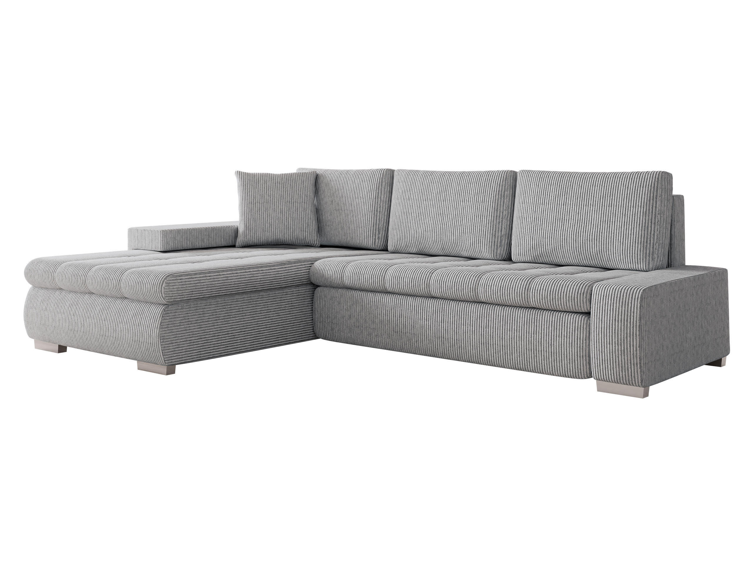 ECKSOFA Orkan Mini Cord - Hellgrau, Holz/Textil (265/185cm) - MIRJAN24