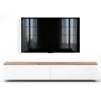 LOWBOARD Barvo 2x100 Eiche Wotan / Weiß Hochglanz 200/34/32 cm – hängendes TV-Board - Braun/Weiß, Holzwerkstoff (200/34/32cm) - AX Living
