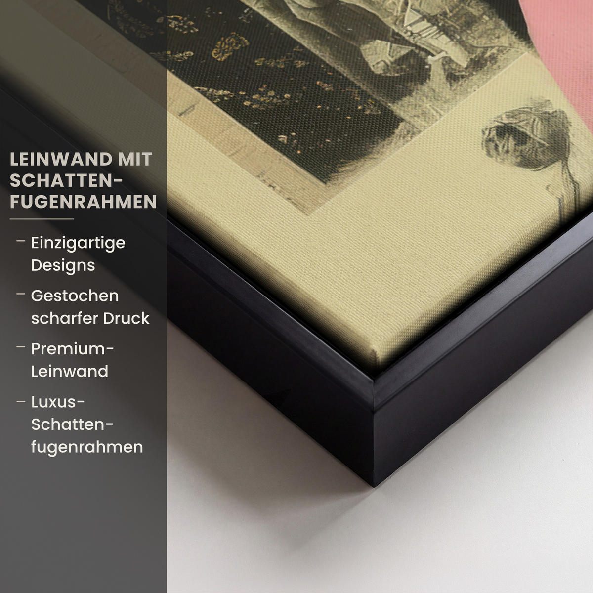LEINWAND Bilder mit Rahmen - Mädchen - Sonnenbrille - Katze - Retro - 70x50 - Beige, Textil (70/50cm) - MuchoWow