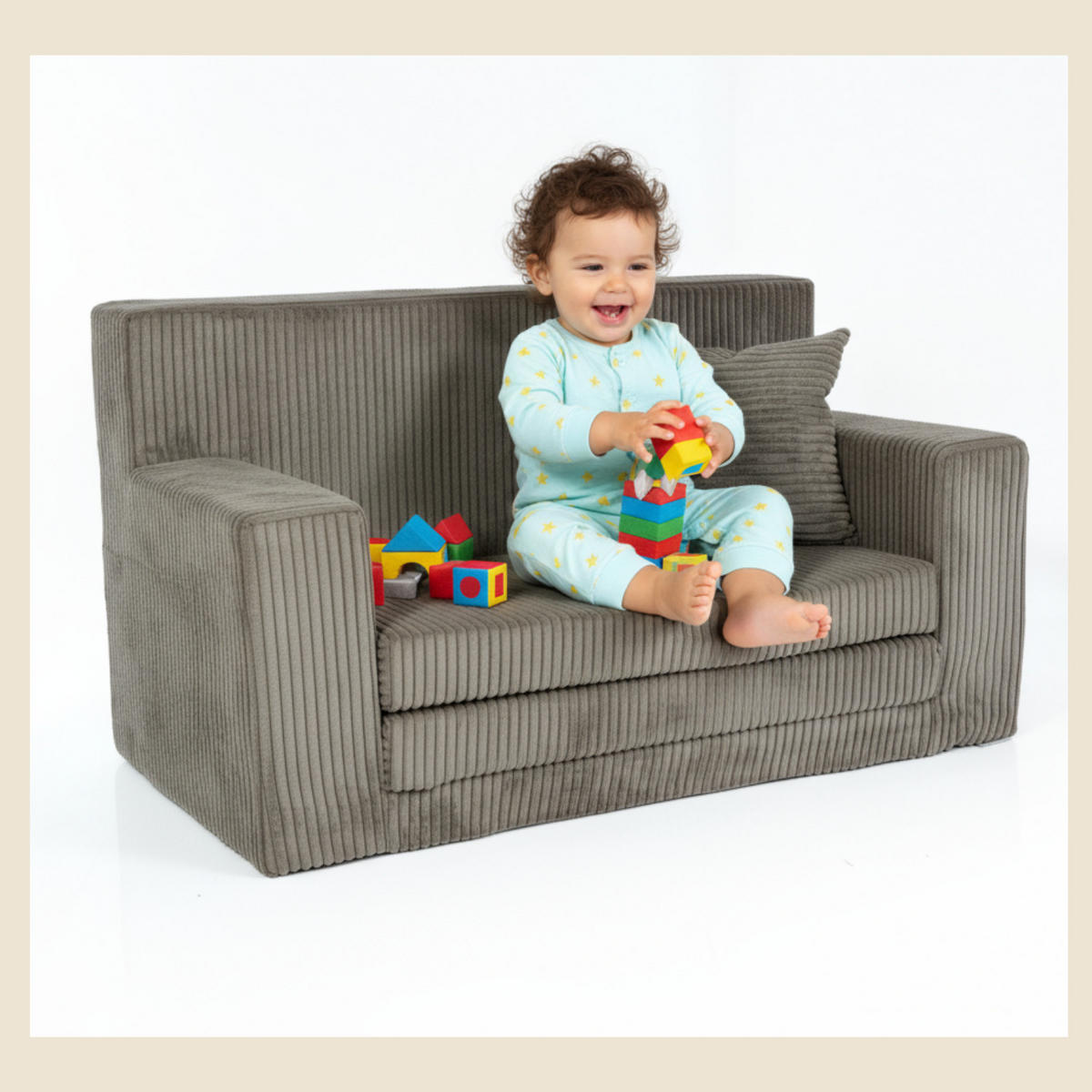 KINDERSOFA aus Kuschel-Cord in Braun - Braun, Textil (83/47/43cm) - Fortisline