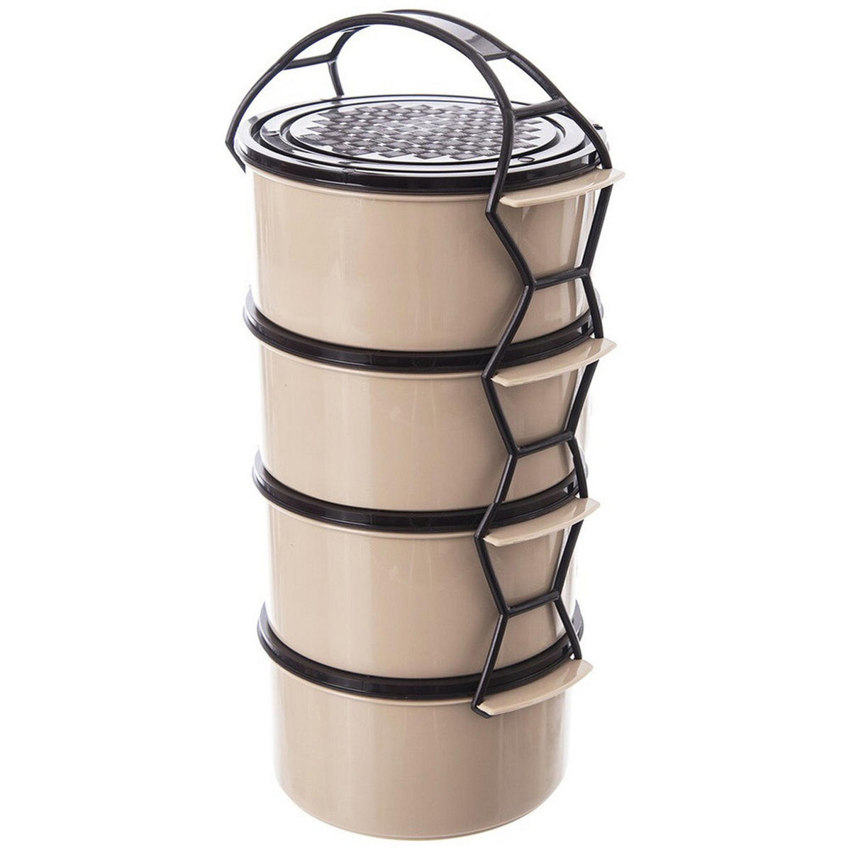 LUNCHBOX 4-stöckige aus Kunststoff 4 x 1,5 l - Braun, Kunststoff (16.5/31/16.5cm) - Orion 