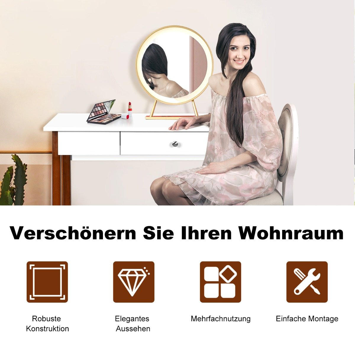 SCHREIBTISCH Braun MDF 106/50/75 cm - Braun, Holzwerkstoff (106/50/75cm) - Gemütlich Home