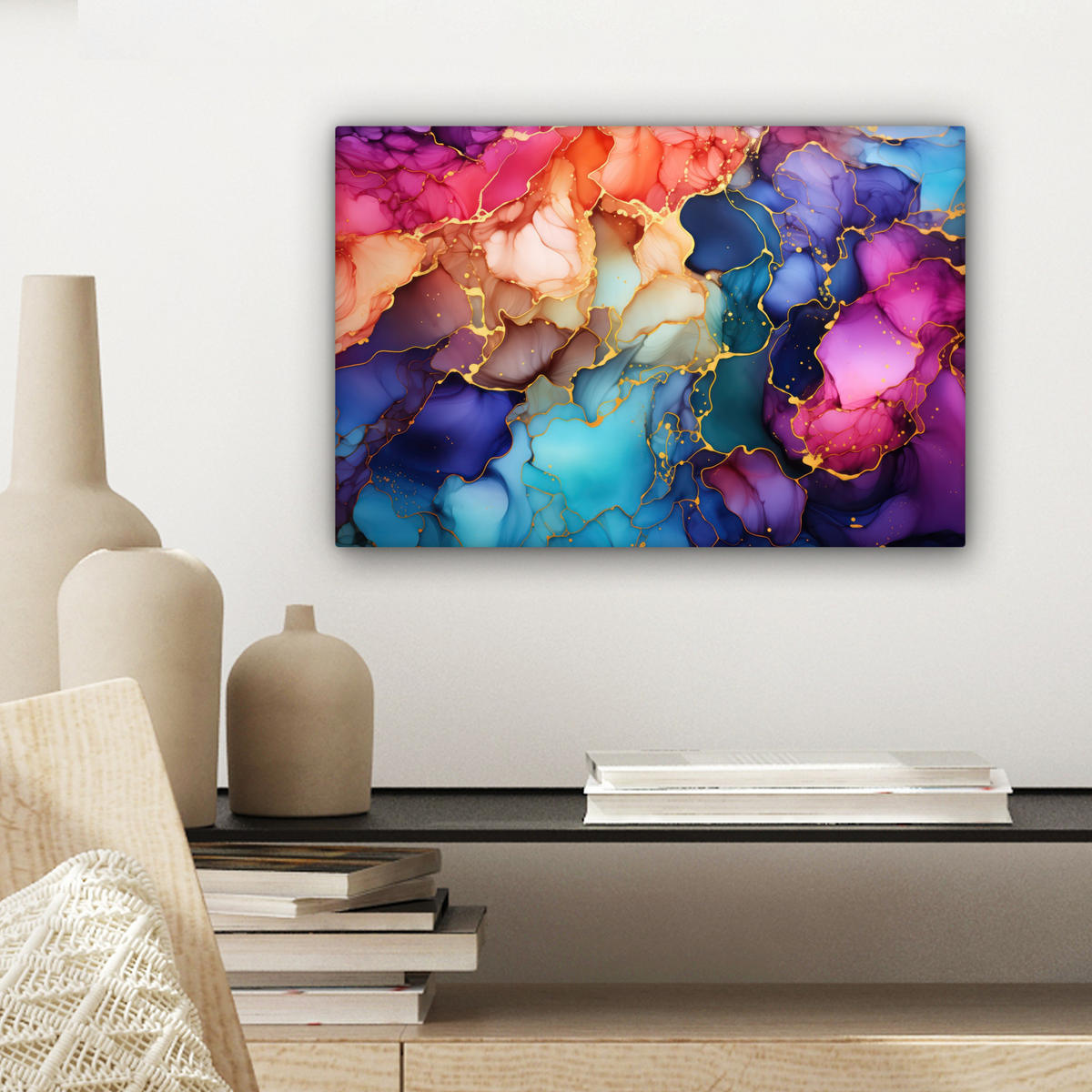 LEINWANDBILD Marmor - Bunt - Abstrakt 30x20 cm - Multicolor, Textil (30/20cm) - MuchoWow