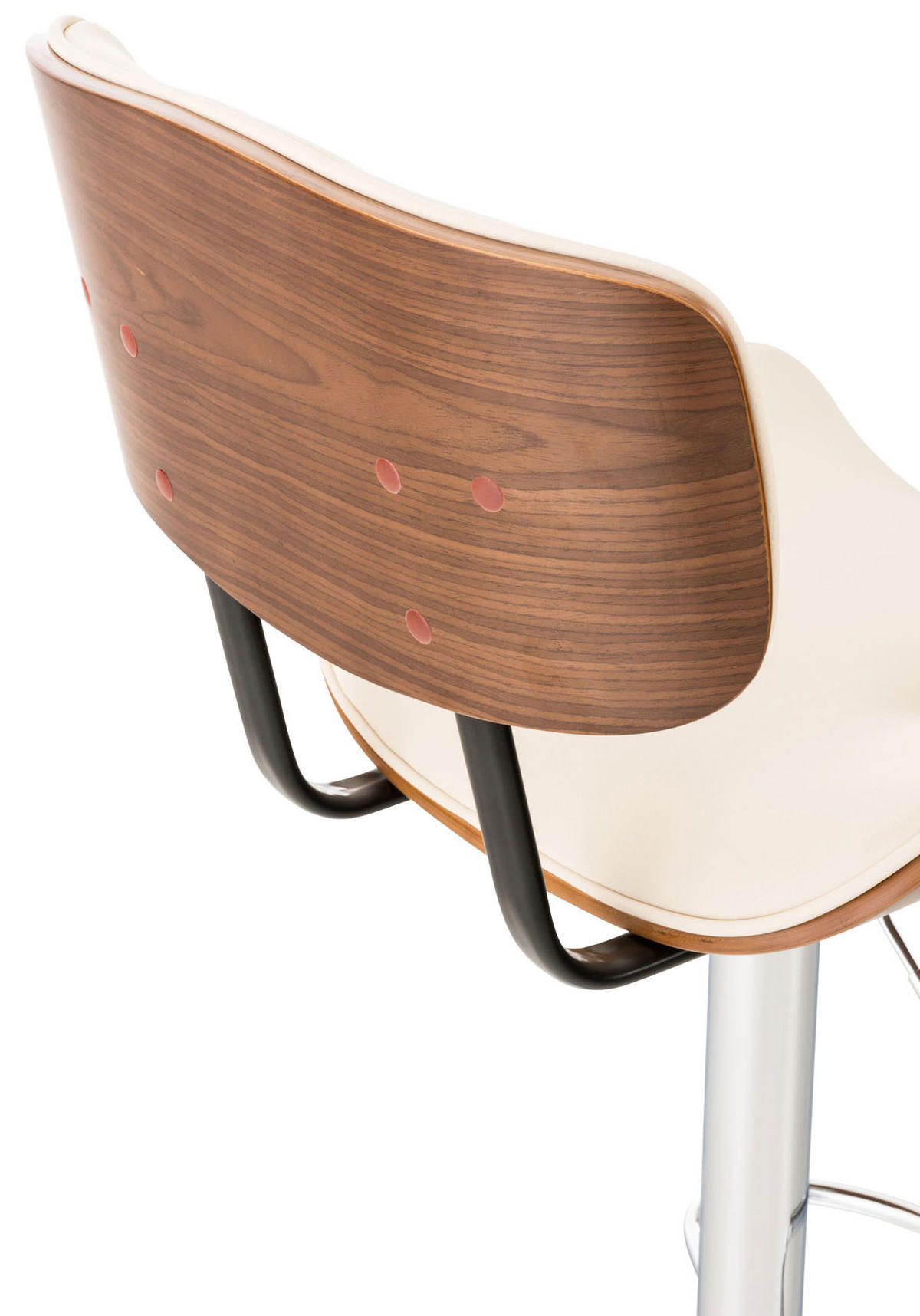BARHOCKER Lederlook walnuss/creme - Chromfarben/Walnussfarben, Textil/Metall (50/94/56cm) - CLP