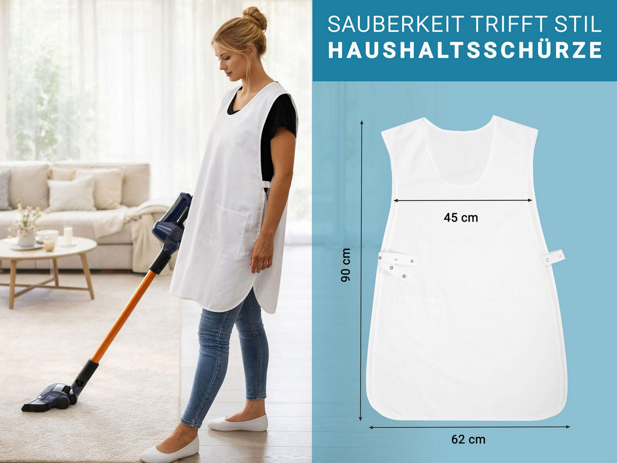 SCHÜRZE , onsize, 65% Polyester, 35% Baumwolle, Weiß - Weiß, Textil (62/90cm) - Zollner