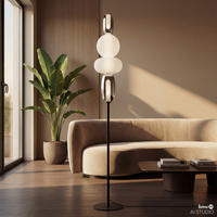 STEHLEUCHTE - Glas / Eisen - Schwarz/Weiß, Glas/Metall (25/25/130cm) - home24