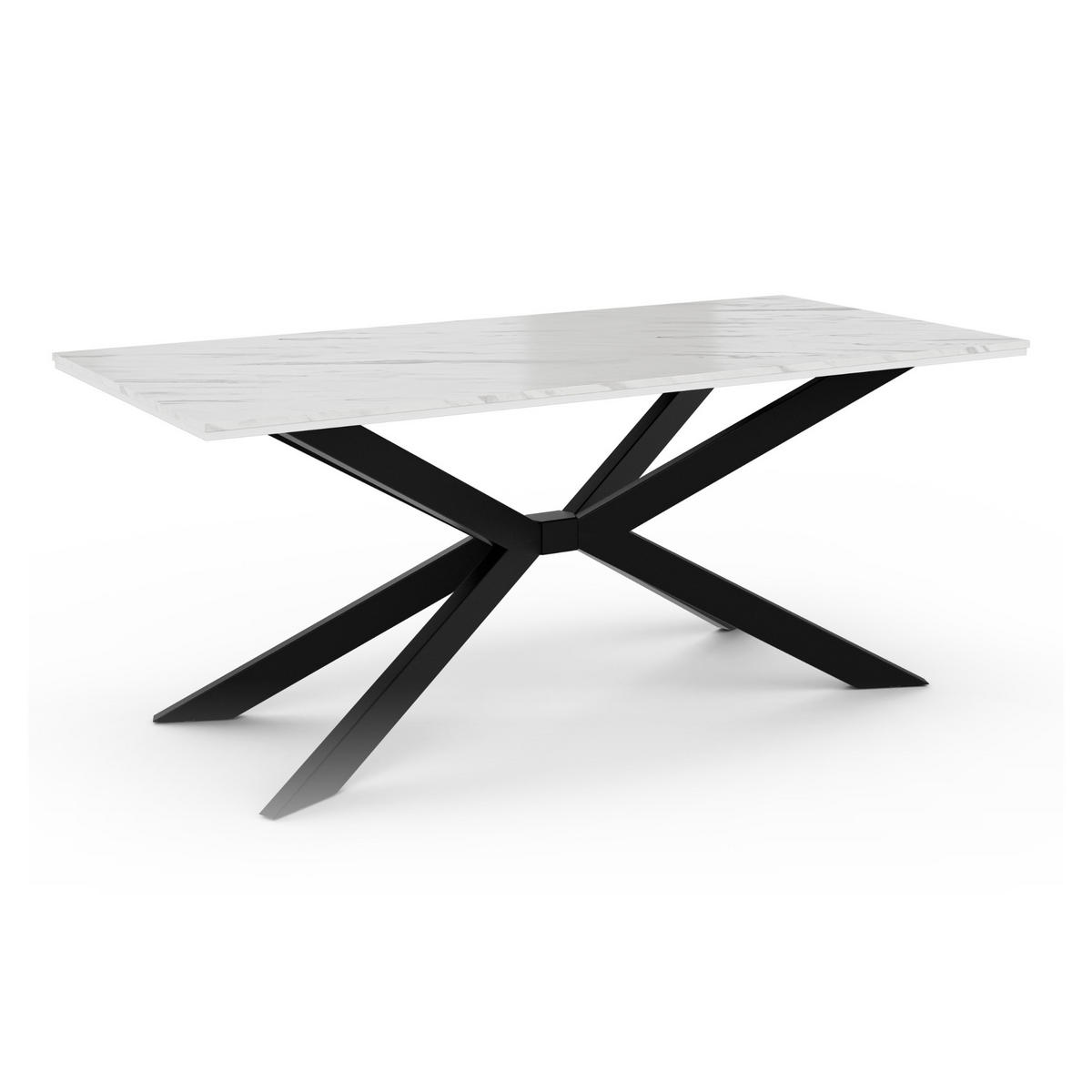 ESSTISCH Weiß Marmoroptik 190x90 cm - Schwarz/Weiß, Holzwerkstoff (190/90/76.5cm) - PROSPERO