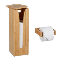 2-TLG.TOILETTENPAPIERHALTER-SET - Hellbraun, Holz (14/43/14cm) - Relaxdays