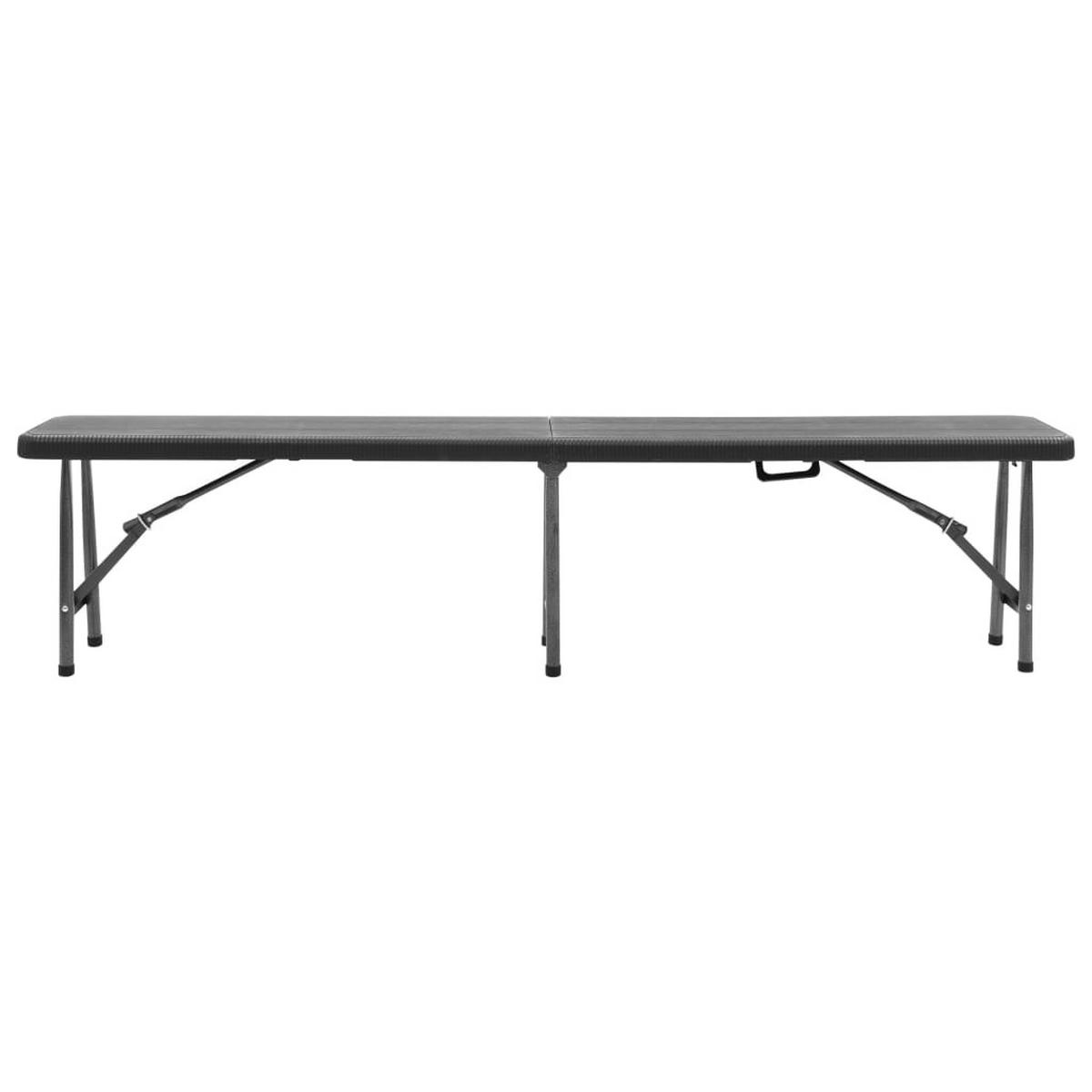 KLAPPBARE Gartenbänke 2 Stk. 180 cm HDPE Schwarz - Schwarz, Metall (25/43/180cm) - furnicato