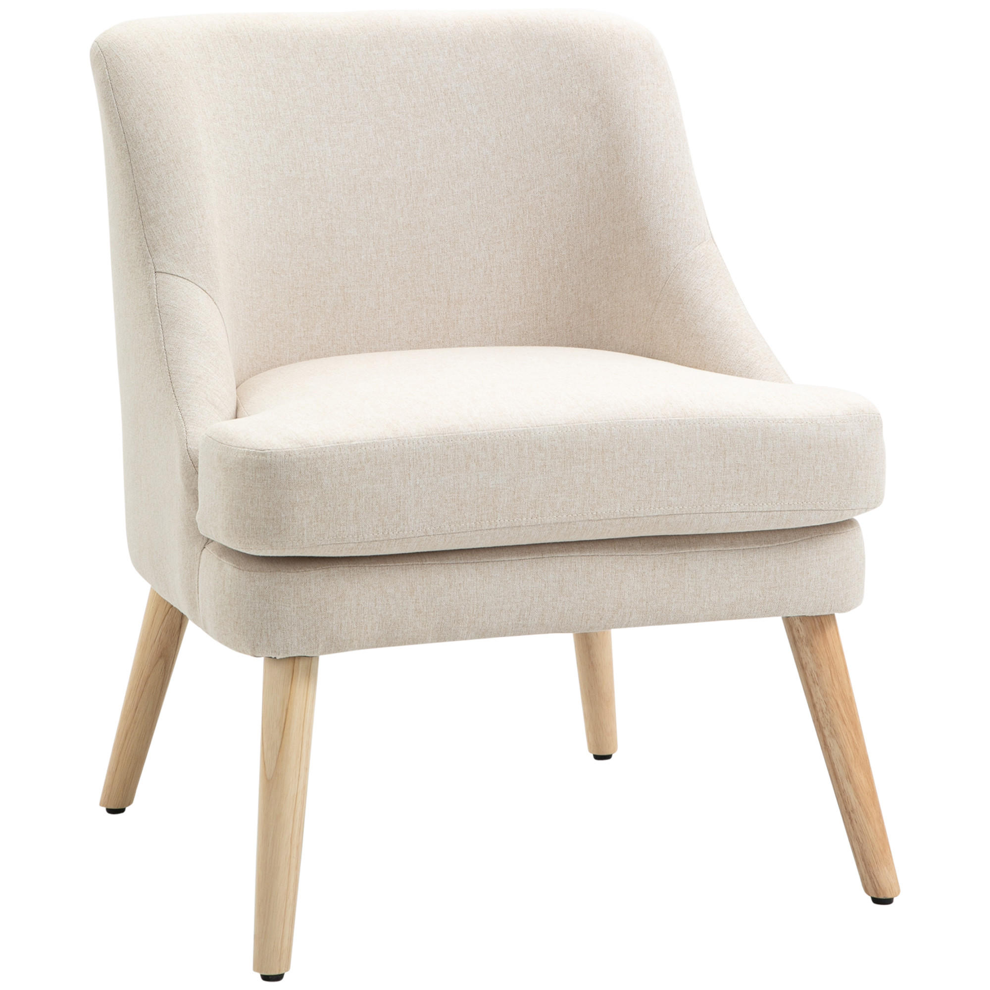 GEPOLSTERTE Loungesessel, Armlehne, Holzbeine, für Wohnzimmer, Schlafzimmer - Creme, Kunststoff (69/79.5/63cm) - HOMCOM