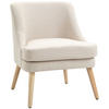 GEPOLSTERTE Loungesessel, Armlehne, Holzbeine, für Wohnzimmer, Schlafzimmer - Creme, Kunststoff (69/79.5/63cm) - HOMCOM