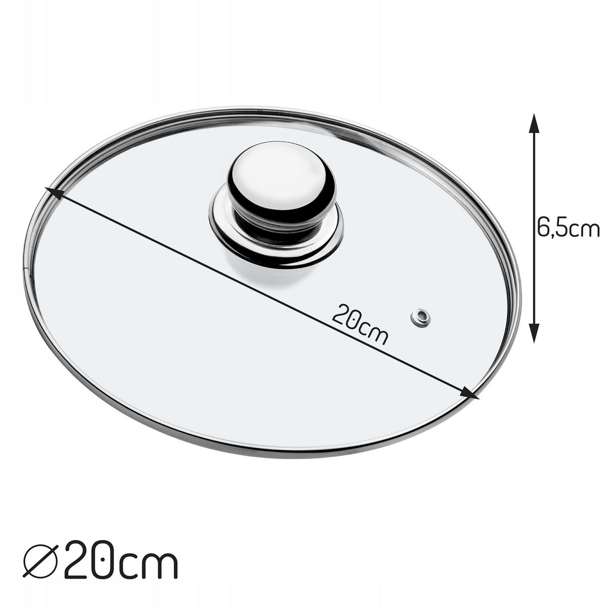 DECKEL mit Metallgriff, 20 cm - Transparent, Glas (20cm) - KADAX