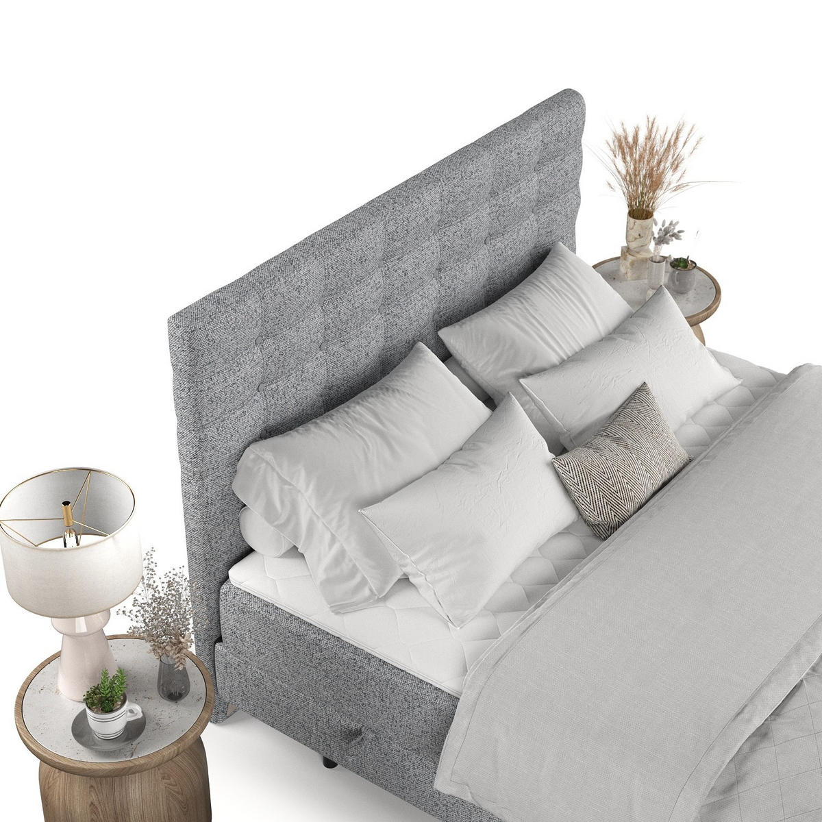 BOXBETT Niro 140/200 cm Grau im Riva Stoff - Schwarz/Grau, Holz/Holzwerkstoff (140/200cm) - AltaBeds